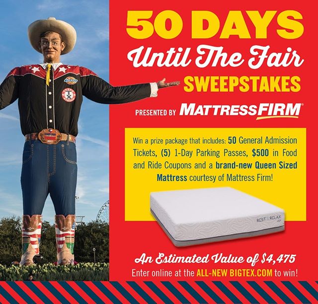 With all this talk of delicious new Fair food, how about a change to win 50 general admission tickets to the FAIR and a new Queen-sized mattress and so much more!  With all that food tastin’ and Fair explorin’, you’ll need a good nights rest! Link in bio