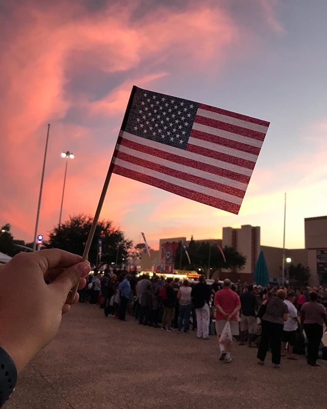 This picture says it all. Thank you to all the service men and women who spent their day with us on Opening Day, we are so honored to have y’all here. Thank you for all that you and your family have done. #MilitaryAppreciationDay  #POD #texassunsets @texaslottery