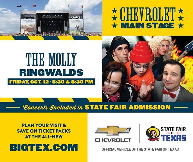 The State Fair of Texas welcomes @Molly_Ringwalds to the @Chevrolet Main Stage this Friday! Concert is included with your #StateFair admission 🤠 #BigTex #HowdyFolks #StateFairofTX #ChevyMainStage #FlashBackFridays