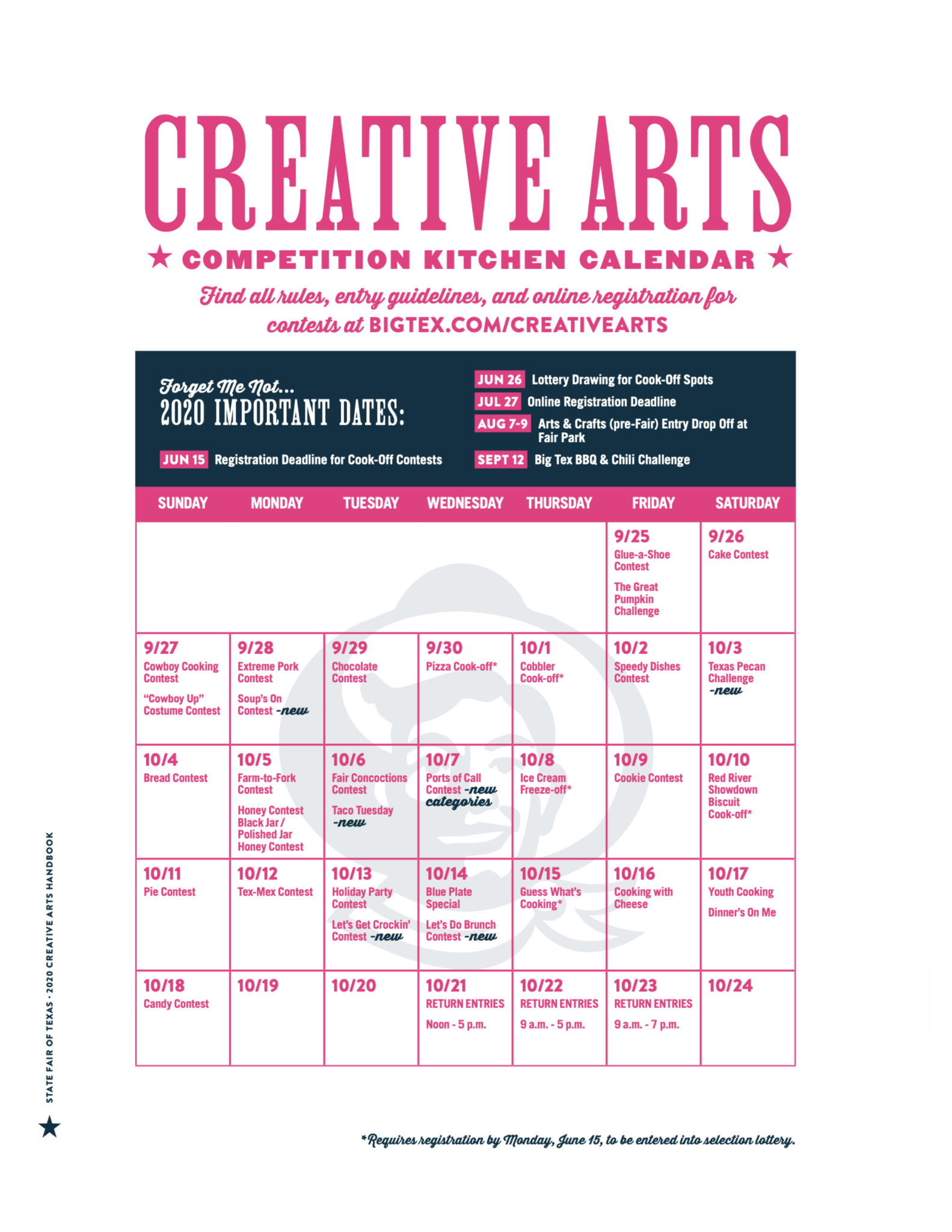 2020 Creative Arts Calendar State Fair Of Texas