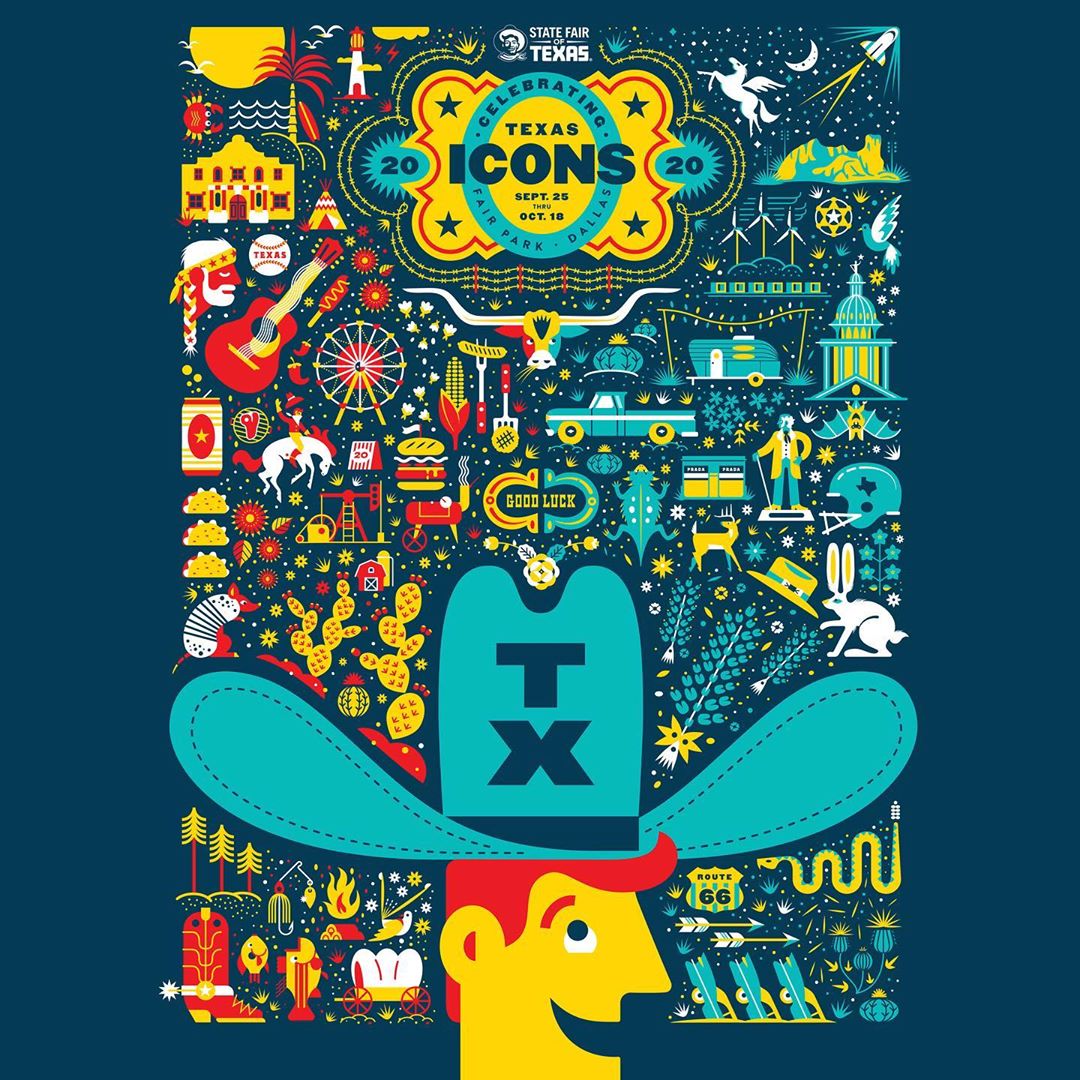 🚨TEXT TO WIN GIVEAWAY🚨 Want to win the 20th theme art poster printed for the 2020 State Fair of Texas?! Text ➡️ ICONS ⬅️ to 1-877-724-4839. 🤠🎉🤩 Contest ends March 15 at 11:59 p.m.. Winner will be announced March 16. Standard text and data rates may apply. #BigTex #TexasIcons