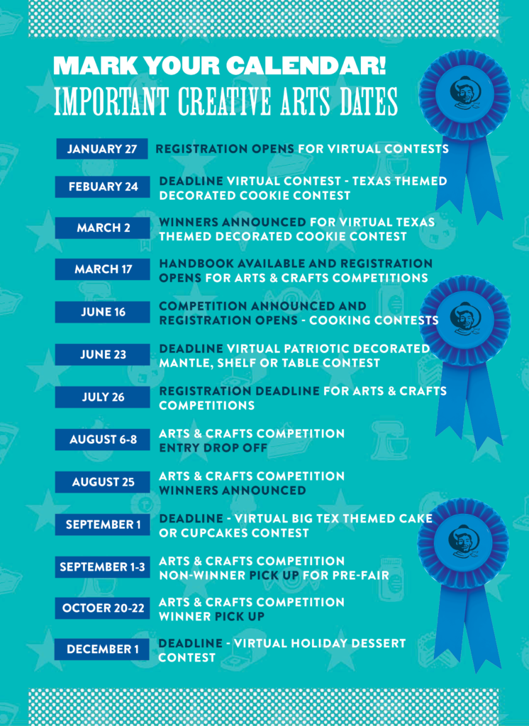 2021 Creative Arts Calendar Important Dates State Fair of Texas
