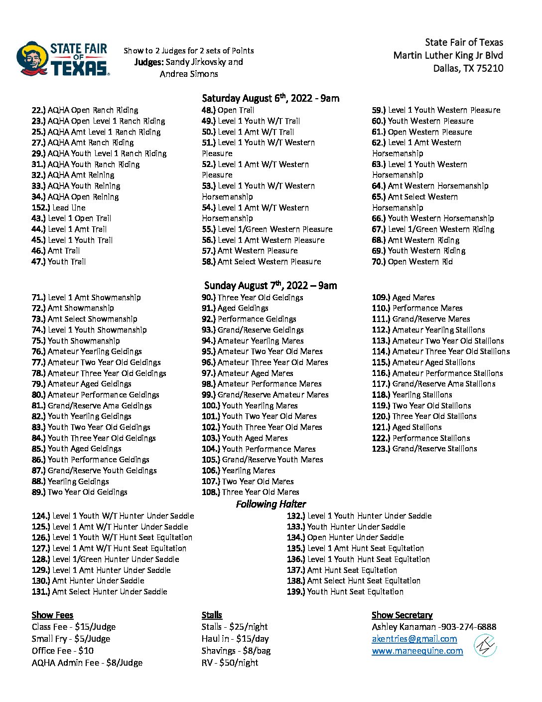 aqha-show-schedule-state-fair-of-texas