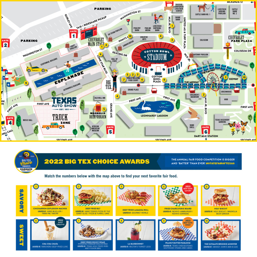 Big Tex Choice Awards Map State Fair of Texas