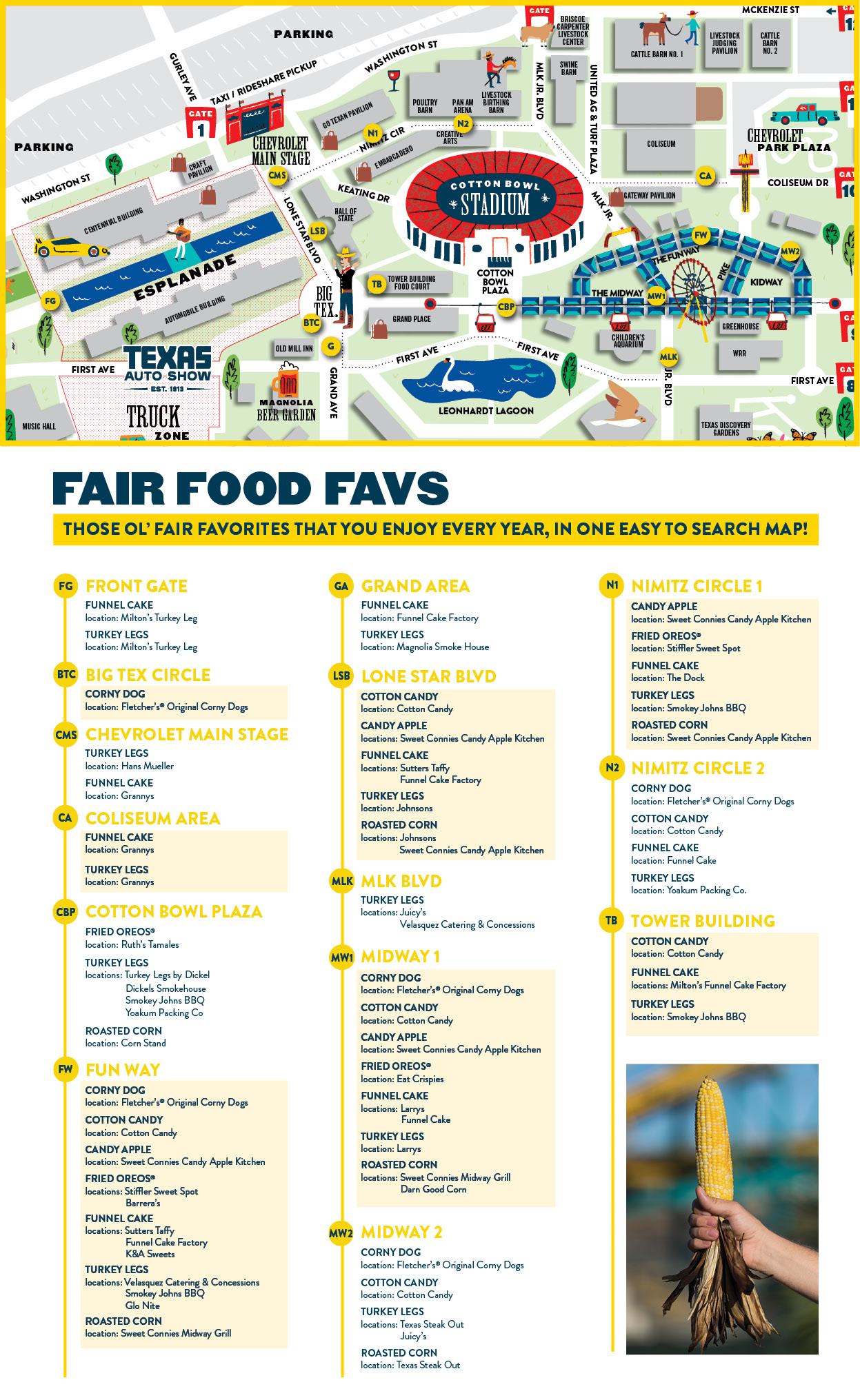 Fair Food Favs Map State Fair of Texas