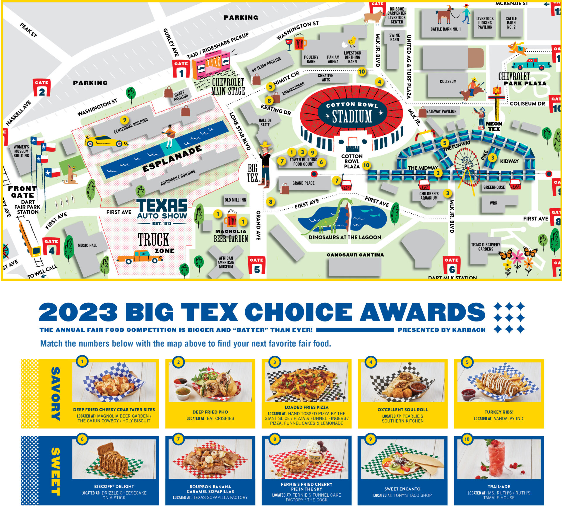 Big Tex Choice Awards Map State Fair of Texas