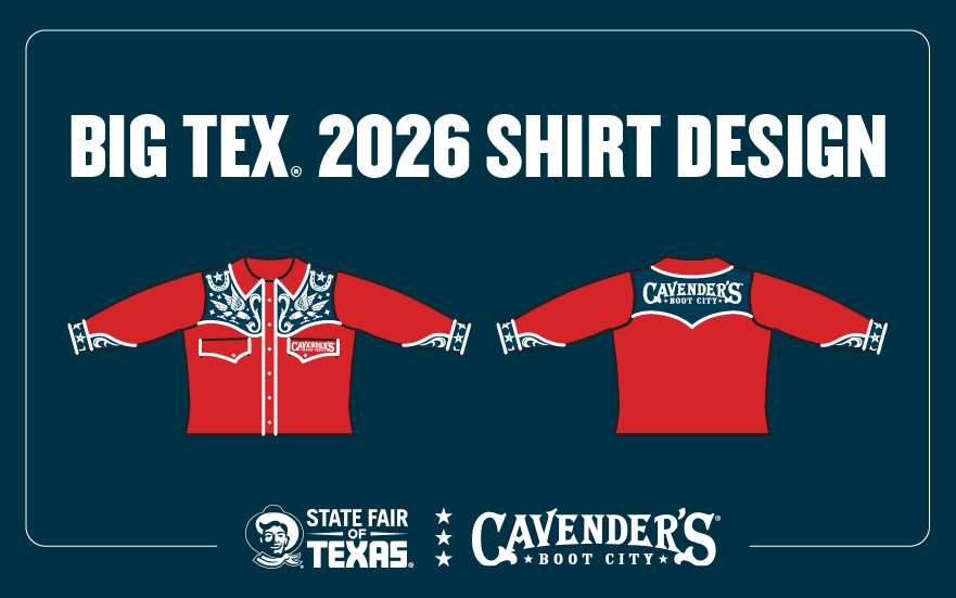 The State Fair of Texas and Cavender’s 2026 Big Tex shirt design
